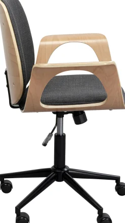 Discount KARE Design Krzesło biurowe z podłokietnikami szaro-naturalne nogi czarne 67x101 cm - KARE