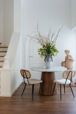 New KARE Design Krzesło do jadalni kremowe oparcie naturalne nogi stalowe 47x81 cm - KARE