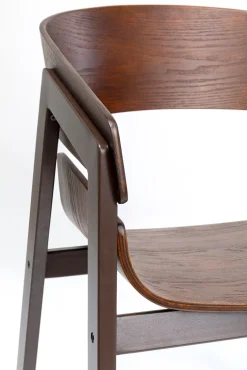 New KARE Design Krzesło do jadalni z podłokietnikami brązowe sklejka i stal 56x77 cm - KARE