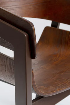 New KARE Design Krzesło do jadalni z podłokietnikami brązowe sklejka i stal 56x77 cm - KARE