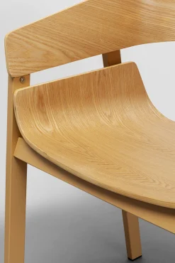 New KARE Design Krzesło do jadalni z podłokietnikami naturalne sklejka i stal 56x77 cm - KARE