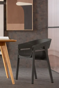 Best KARE Design Krzesło do jadalni z podłokietnikami czarne sklejka i stal 56x77 cm - KARE