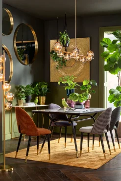 Hot KARE Design Krzesło do salonu tapicerowane niebieskie nogi czarno-złote - KARE