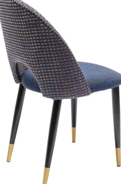 Hot KARE Design Krzesło do salonu tapicerowane niebieskie nogi czarno-złote - KARE