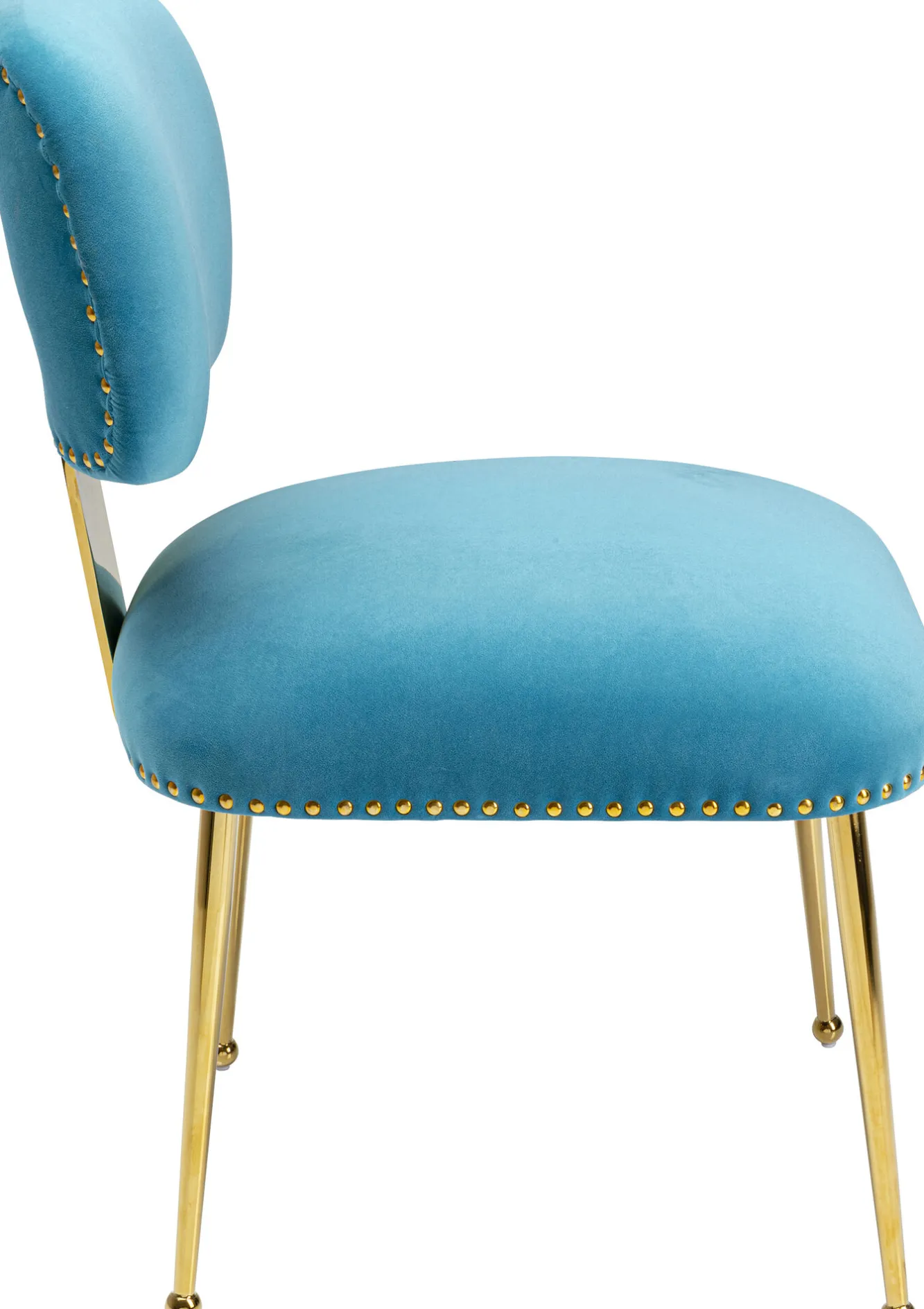 Discount KARE Design Krzesło glamour welurowe niebieskie nogi złote 49x82 cm - KARE