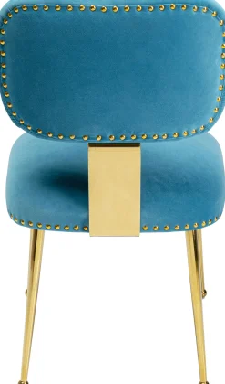 Discount KARE Design Krzesło glamour welurowe niebieskie nogi złote 49x82 cm - KARE