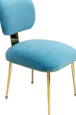 Discount KARE Design Krzesło glamour welurowe niebieskie nogi złote 49x82 cm - KARE