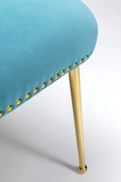 Discount KARE Design Krzesło glamour welurowe niebieskie nogi złote 49x82 cm - KARE