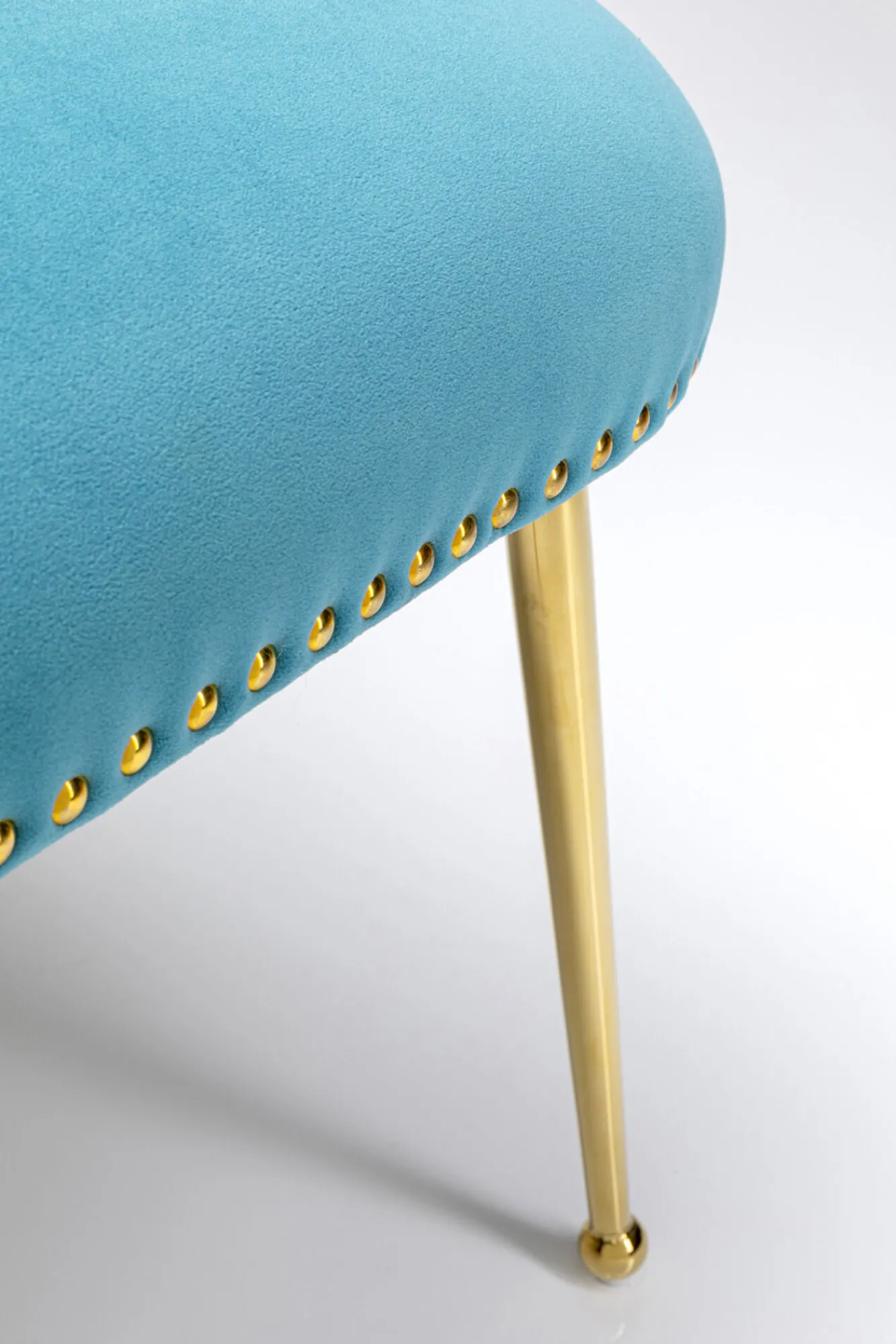 Discount KARE Design Krzesło glamour welurowe niebieskie nogi złote 49x82 cm - KARE
