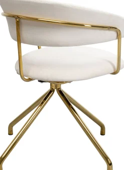 Clearance KARE Design Krzesło obrotowe aksamitne kremowe nogi złote 57x78 cm - KARE