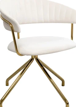 Clearance KARE Design Krzesło obrotowe aksamitne kremowe nogi złote 57x78 cm - KARE