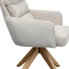 Discount KARE Design Krzesło obrotowe tapicerowane beżowoszare z podłokietnikami nogi drewniane 59x89 cm - KARE