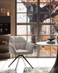 Clearance KARE Design Krzesło obrotowe z podłokietnikami tapicerowane szare nogi czarne 65x85 cm - KARE