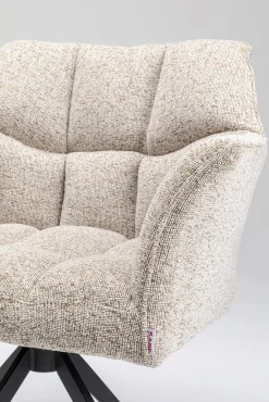 Discount KARE Design Krzesło obrotowe z podłokietnikami tapicerowane beżowe nogi czarne 66x84 cm - KARE