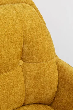 Discount KARE Design Krzesło obrotowe z podłokietnikami pikowane żółte nogi czarne stalowe 69x87 cm - KARE