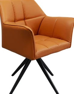 Fashion KARE Design Krzesło obrotowe z podłokietnikami tapicerowane brązowe nogi czarne 65x85 cm - KARE