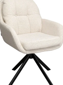 Online KARE Design Krzesło obrotowe z podłokietnikami pikowane beżowe nogi czarne stalowe 69x87 cm - KARE
