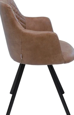 Clearance KARE Design Krzesło obrotowe z podłokietnikami brązowe nogi stal czarne 53x84 cm - KARE