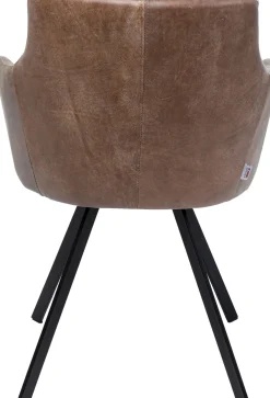 Clearance KARE Design Krzesło obrotowe z podłokietnikami brązowe nogi stal czarne 53x84 cm - KARE