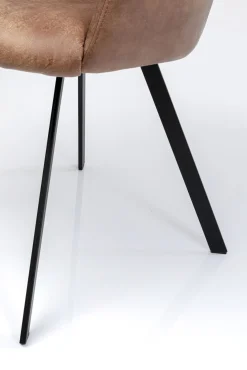 Clearance KARE Design Krzesło obrotowe z podłokietnikami brązowe nogi stal czarne 53x84 cm - KARE