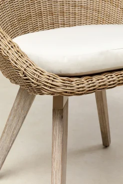 Hot KARE Design Krzesło ogrodowe naturalne rattanowe nogi drewniane akacjowe 63x81 cm - KARE