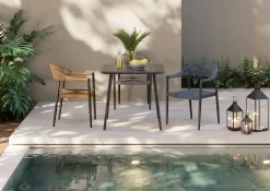 Online KARE Design Krzesło ogrodowe z podłokietnikami beżowe nogi czarne 57x77 cm - KARE