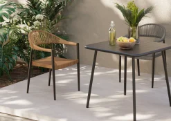 Clearance KARE Design Krzesło ogrodowe z podłokietnikami szare nogi czarne 57x77 cm - KARE