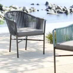 Discount KARE Design Krzesło ogrodowe z podłokietnikami ciemnoszare rama aluminiowa 57x76 cm - KARE