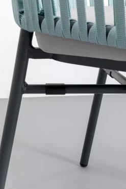 Fashion KARE Design Krzesło ogrodowe z podłokietnikami niebieskie petrol  rama aluminiowa 57x76 cm - KARE