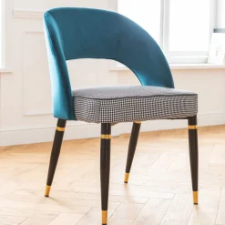 Clearance KARE Design Krzesło Samantha 56x83 cm niebieskozielone siedzisko pepitka - KARE