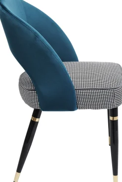 Clearance KARE Design Krzesło Samantha 56x83 cm niebieskozielone siedzisko pepitka - KARE