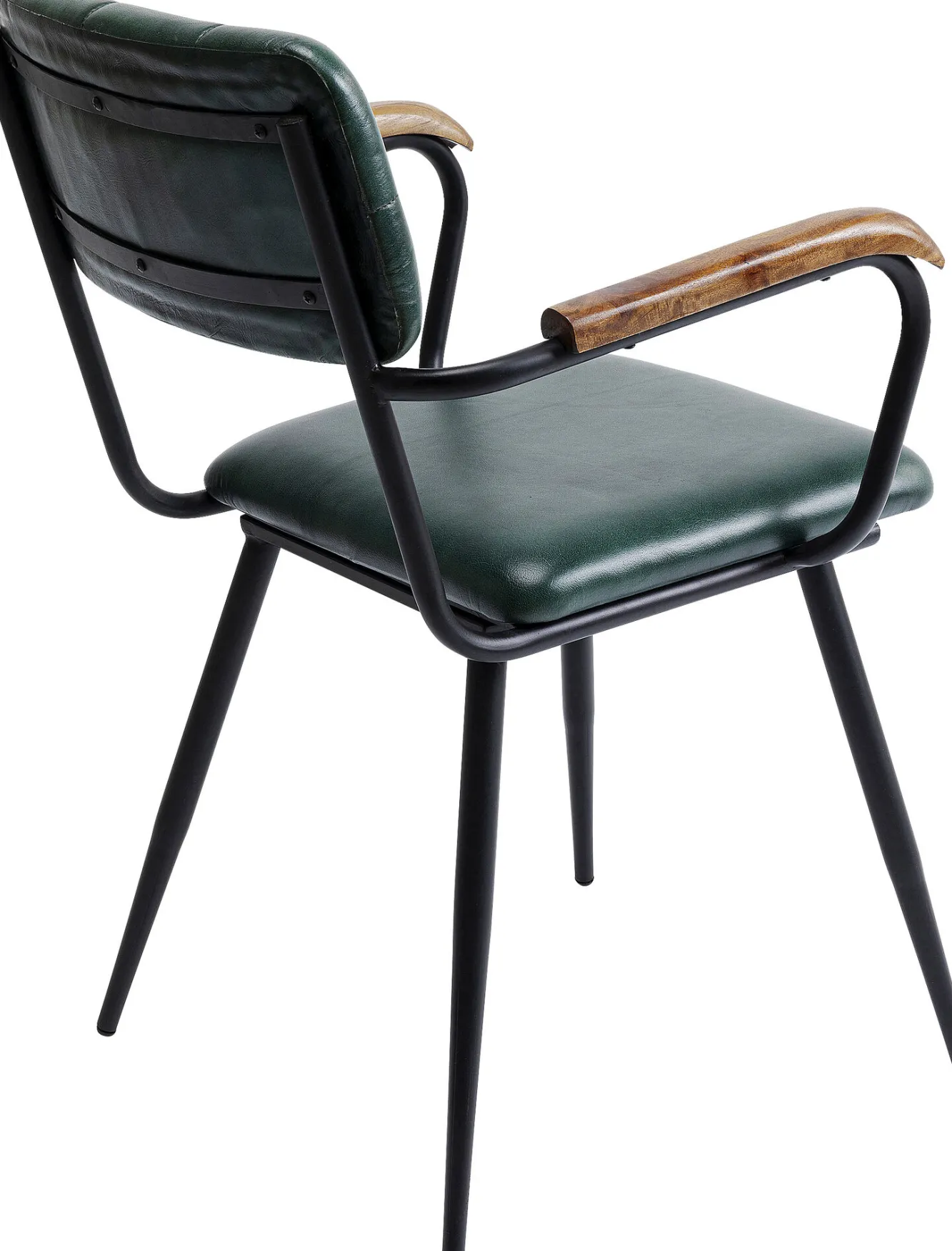 Fashion KARE Design Krzesło skórzane zielone z podłokietnikami 53x79 cm nogi czarne - KARE