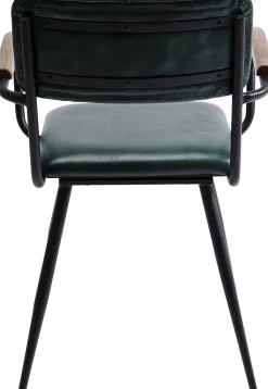 Fashion KARE Design Krzesło skórzane zielone z podłokietnikami 53x79 cm nogi czarne - KARE