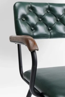 Fashion KARE Design Krzesło skórzane zielone z podłokietnikami 53x79 cm nogi czarne - KARE