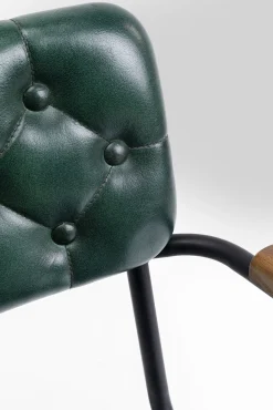 Fashion KARE Design Krzesło skórzane zielone z podłokietnikami 53x79 cm nogi czarne - KARE