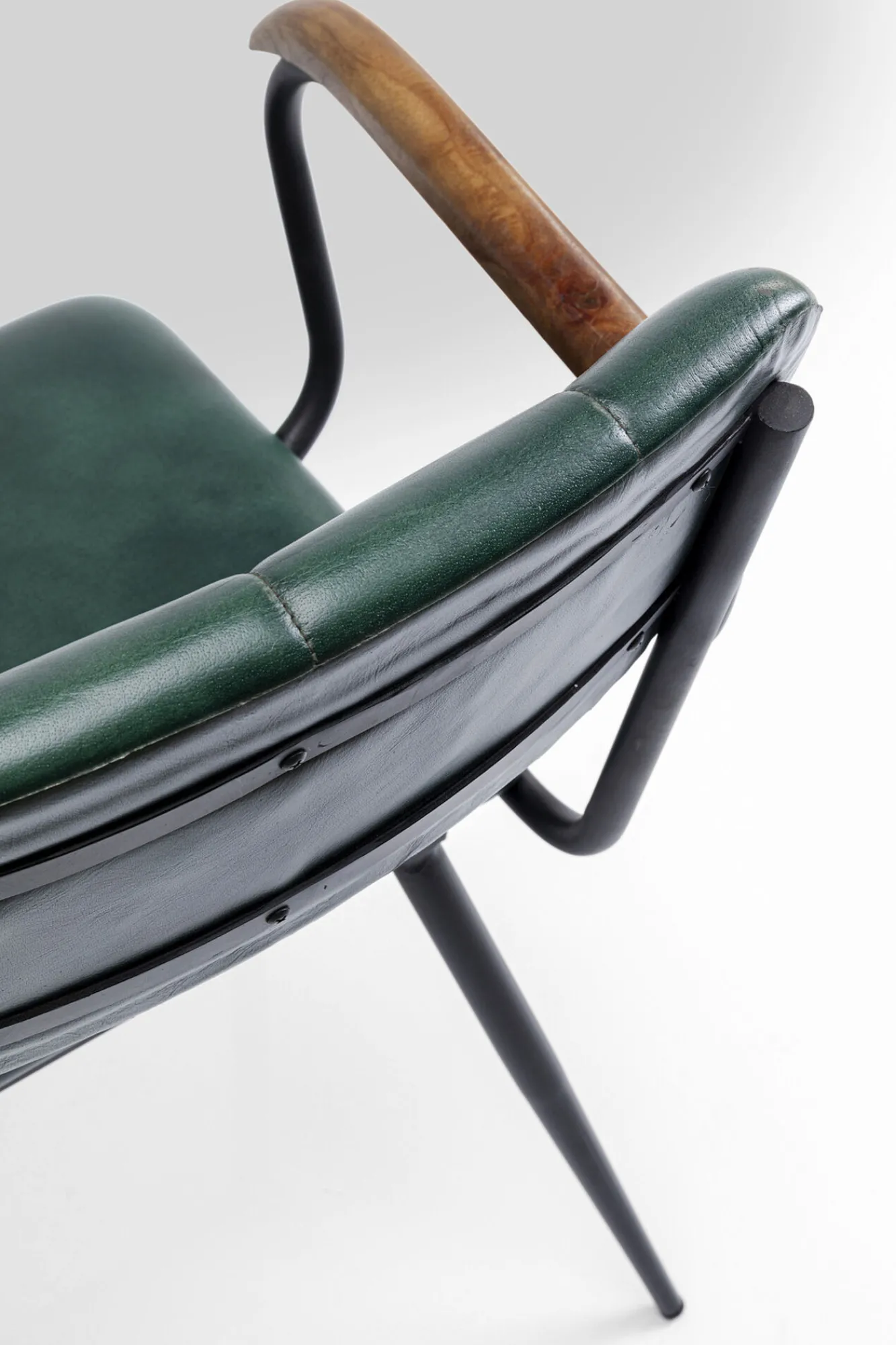 Fashion KARE Design Krzesło skórzane zielone z podłokietnikami 53x79 cm nogi czarne - KARE