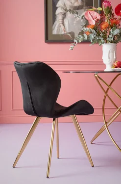 Discount KARE Design Krzesło Viva 50x82 cm czarne - nogi złote - KARE