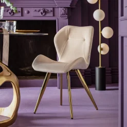 Hot KARE Design Krzesło Viva 50x82 cm kremowe - nogi złote - KARE