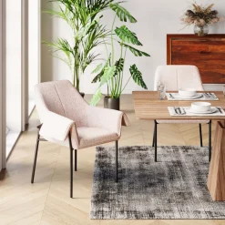 New KARE Design Krzesło z podłokietnikami beżowe z czarnymi nogami ze stali 70x85 cm - KARE