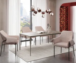 New KARE Design Krzesło z podłokietnikami beżowe z czarnymi nogami ze stali 70x85 cm - KARE