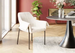 Discount KARE Design Krzesło z podłokietnikami Bess 70x85 cm kremowe - KARE