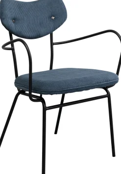 Best KARE Design Krzesło z podłokietnikami niebieskie z czarną stalową ramą 59x82 cm - KARE
