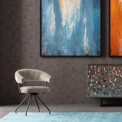 Clearance KARE Design Krzesło z podłokietnikami obrotowe w kolorze szarym nogi czarne 58x78 cm - KARE