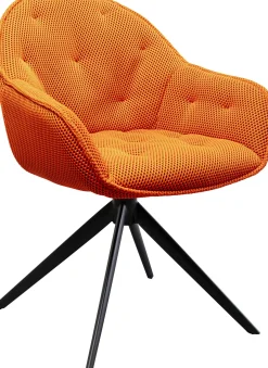 Best KARE Design Krzesło z podłokietnikami obrotowe pikowane pomarańczowe nogi czarne 64x81 cm - KARE