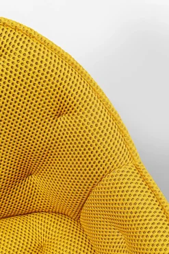 Discount KARE Design Krzesło z podłokietnikami obrotowe pikowane żółte nogi czarne 64x81 cm - KARE