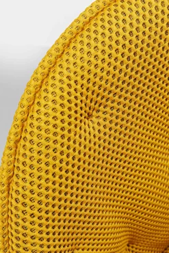 Discount KARE Design Krzesło z podłokietnikami obrotowe pikowane żółte nogi czarne 64x81 cm - KARE