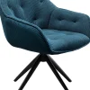 Best KARE Design Krzesło z podłokietnikami obrotowe pikowane niebieskie  nogi czarne 64x81 cm - KARE