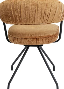 New KARE Design Krzesło z podłokietnikami obrotowe w kolorze brązowym nogi czarne 58x78 cm - KARE