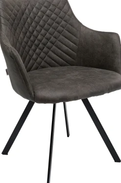 Outlet KARE Design Krzesło z podłokietnikami obrotowe tapicerowane 53x84 cm antracytowe - KARE