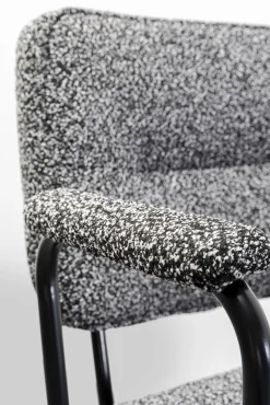 Fashion KARE Design Krzesło z podłokietnikami szara tkanina melanżowa nogi czarne 58x80 cm - KARE